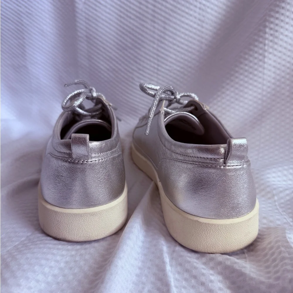 Vionic Winny Supportive Orthotic Leather Comfort Metallic Silver Sneakers 9 - Picture 6 of 9